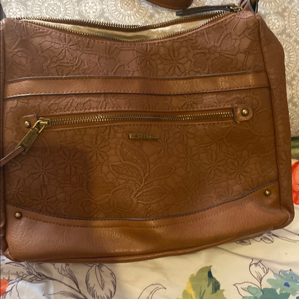 Rosetti Brown Leather Shoulder Bag with Structured Design